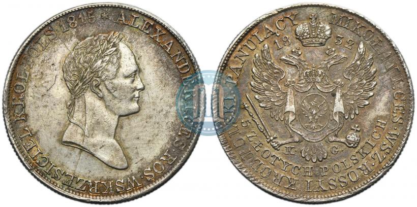 Фото 5 злотых 1832 года KG 