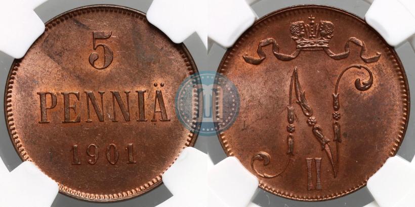 Фото 5 пенни 1901 года  