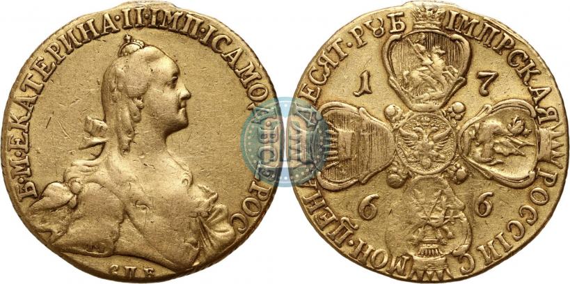 Picture 10 roubles 1766 year СПБ 