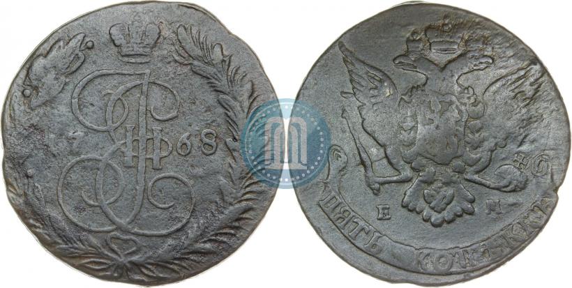 Picture 5 kopecks 1768 year ЕМ 