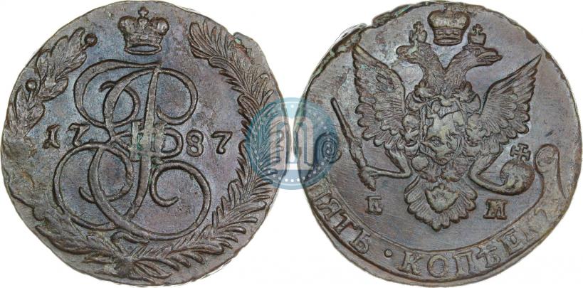 Фото 5 копеек 1787 года ЕМ 