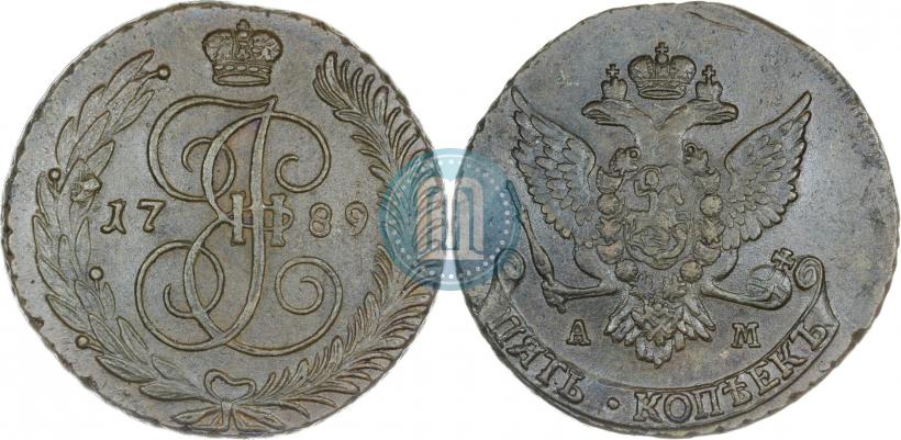 Фото 5 копеек 1789 года АМ 
