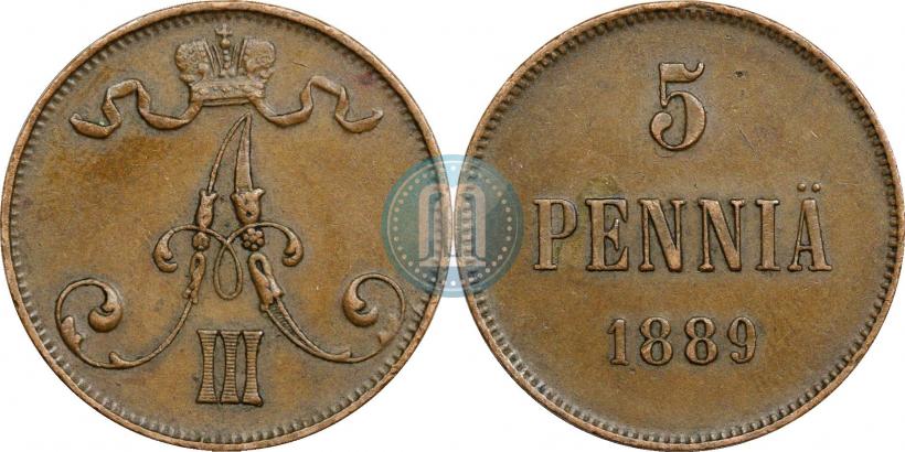 Фото 5 пенни 1889 года  