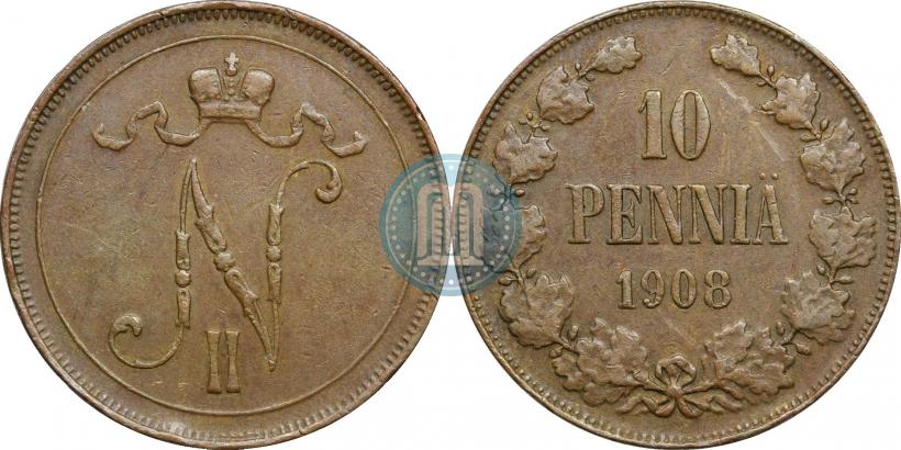 Фото 10 пенни 1908 года  