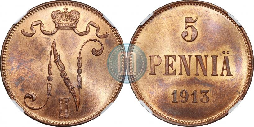 Фото 5 пенни 1913 года  