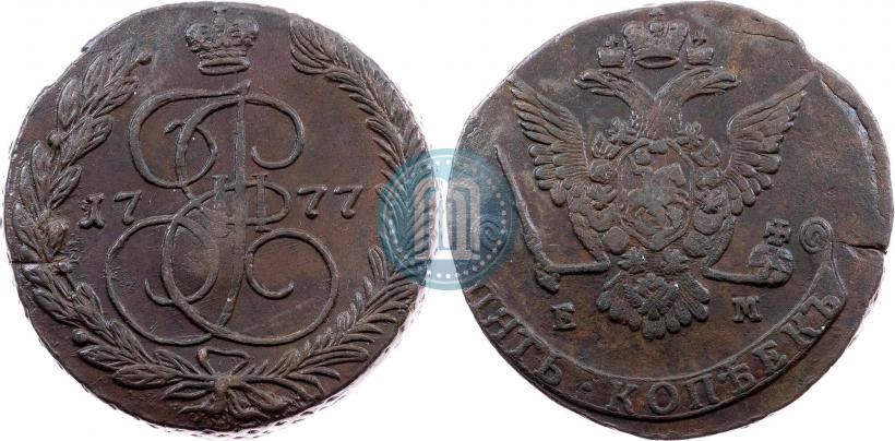 Picture 5 kopecks 1777 year ЕМ 