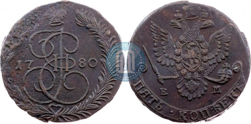 Picture 5 kopecks 1780 year ЕМ 