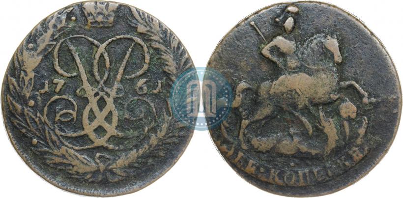 Фото 2 копейки 1761 года  "Номинал под Св. Георгием"