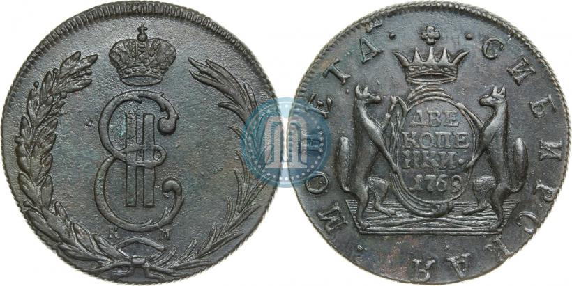 Фото 2 копейки 1769 года КМ 