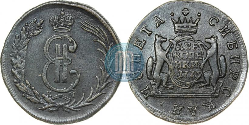 Фото 2 копейки 1773 года КМ 