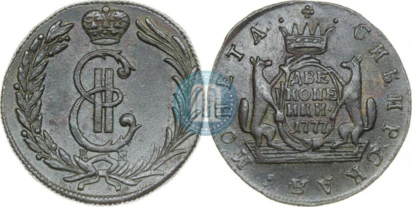 Фото 2 копейки 1777 года КМ 
