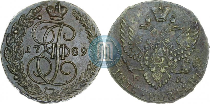 Picture 5 kopecks 1789 year ЕМ 