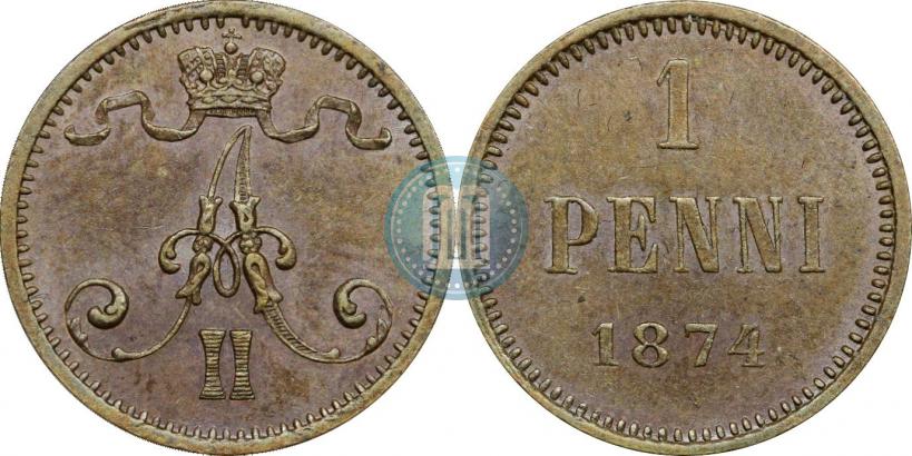Фото 1 пенни 1874 года  