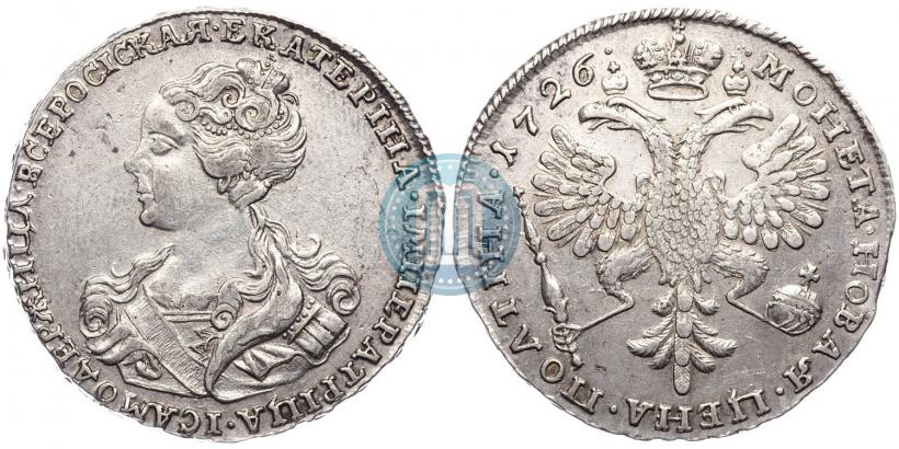 Picture Poltina 1726 year  "Moscow type, portrait turned to the left"