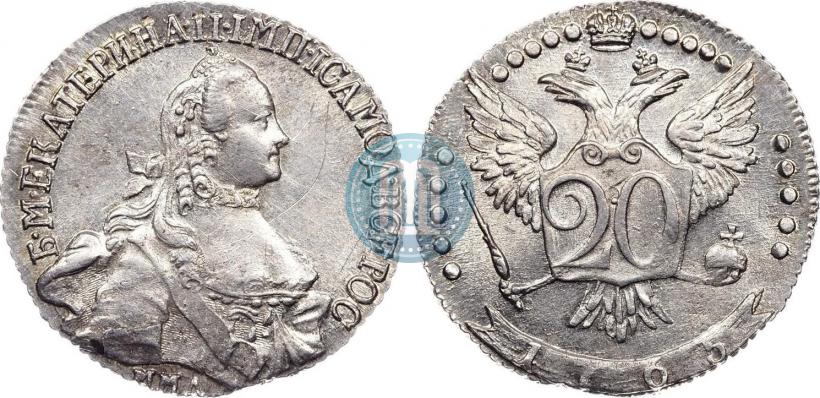 Фото 20 копеек 1765 года ММД 