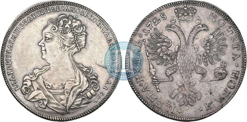 Picture 1 rouble 1725 year СПБ "Petersburg type, portrait turned to the left"