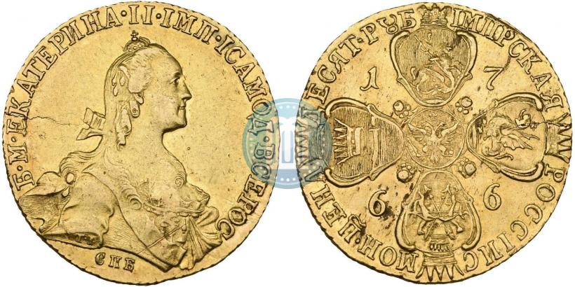 Фото 10 рублей 1766 года СПБ 