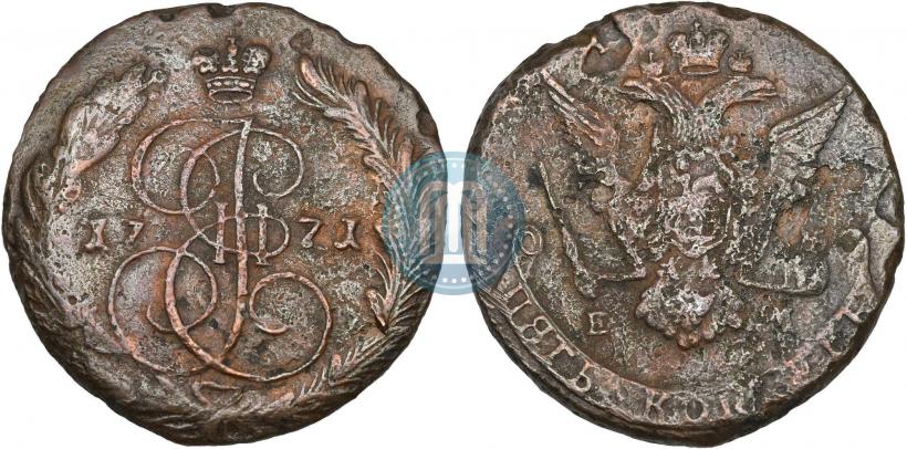 Picture 5 kopecks 1771 year ЕМ 