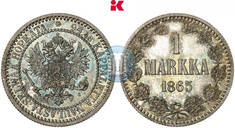 Picture 1 markka 1865 year S 