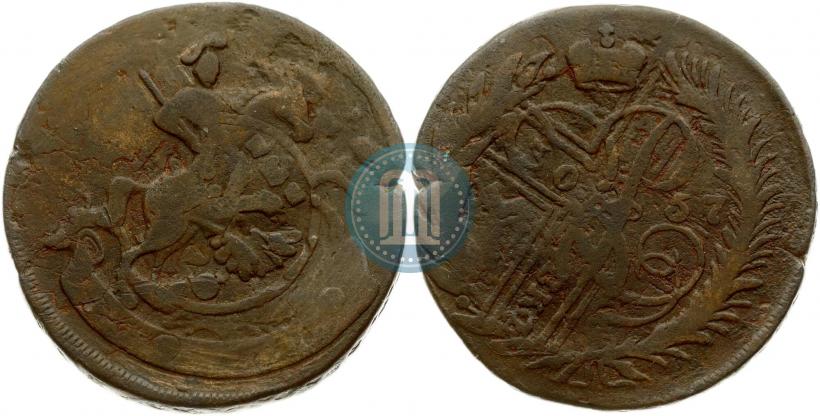 Фото 2 копейки 1757 года  "Номинал под Св. Георгием"