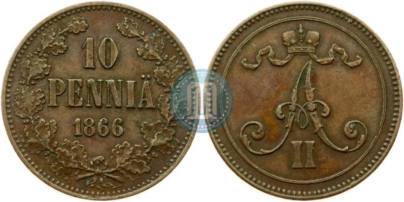Фото 10 пенни 1866 года  