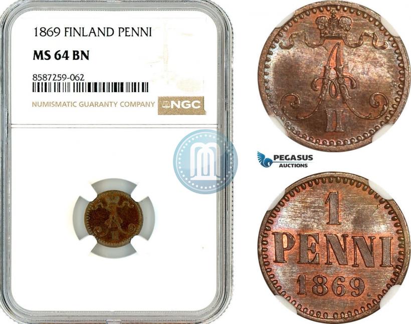 Фото 1 пенни 1869 года  