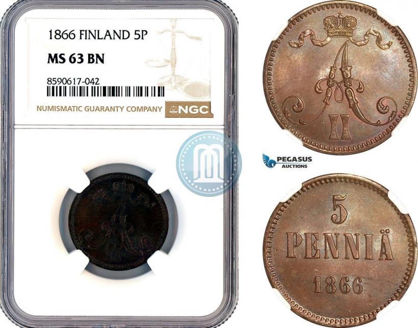 Picture 5 pennia 1866 year  