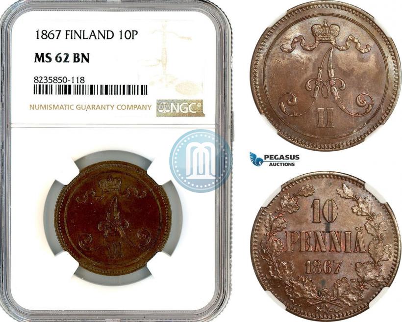 Фото 10 пенни 1867 года  
