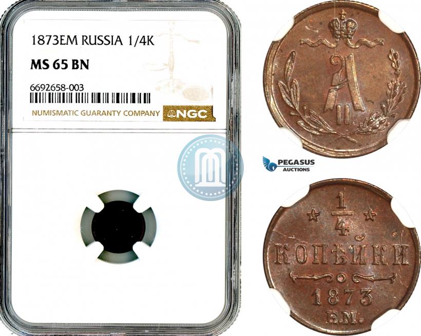 Фото 1/4 копейки 1873 года ЕМ 