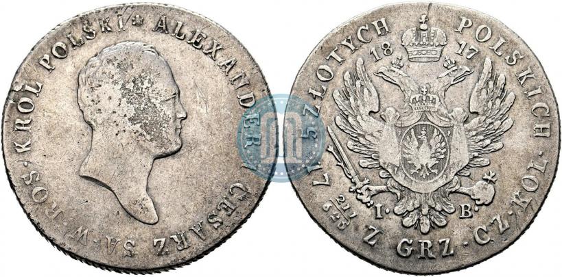 Фото 5 злотых 1817 года IB 