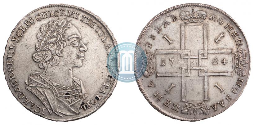 Фото 1 рубль 1724 года  "Портрет в античных доспехах"
