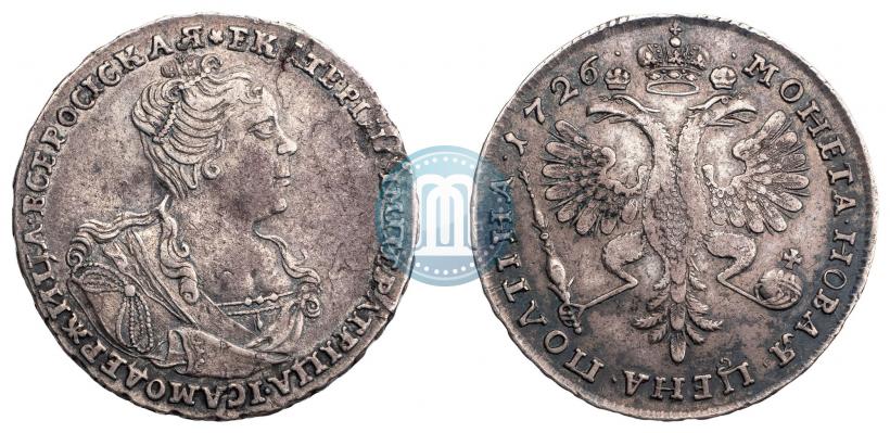 Фото Полтина 1726 года  "Московский тип, портрет вправо"