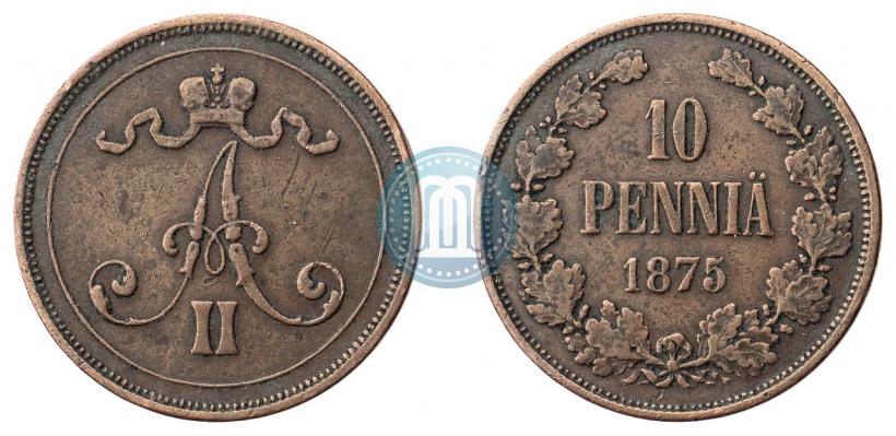 Фото 10 пенни 1875 года  