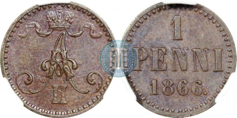 Фото 1 пенни 1866 года  