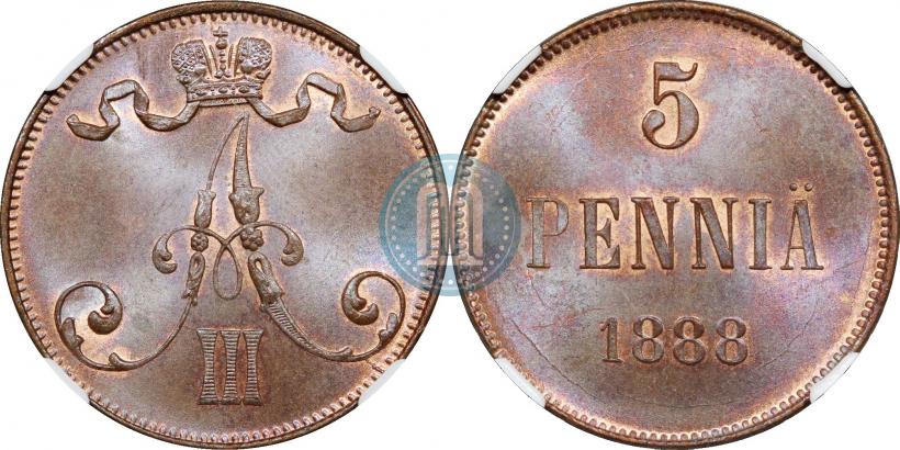 Фото 5 пенни 1888 года  