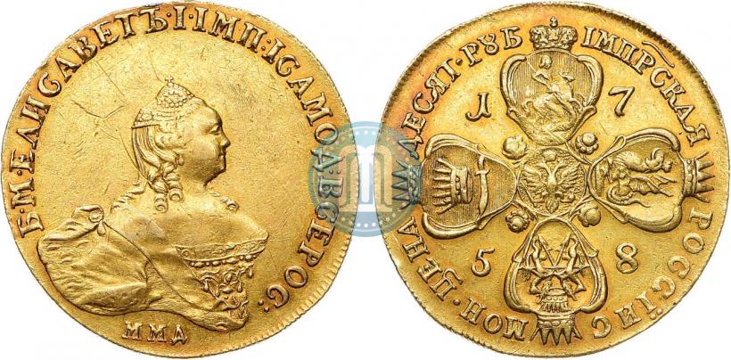 Picture 10 roubles 1758 year ММД 