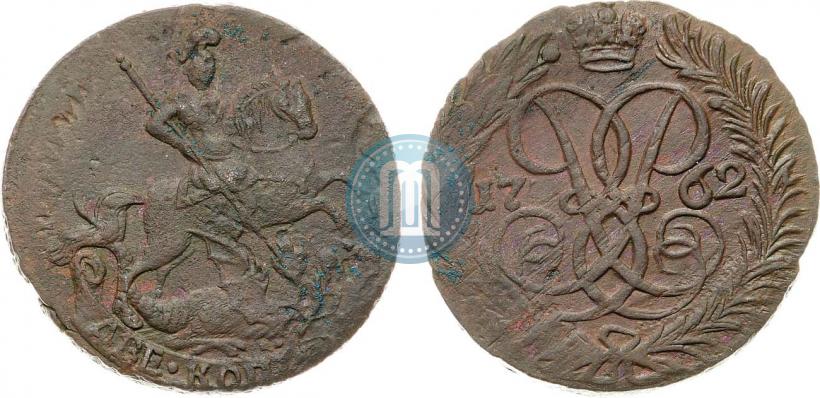 Picture 2 kopecks 1762 year  