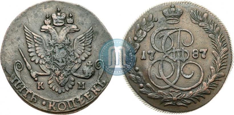 Фото 5 копеек 1787 года КМ 