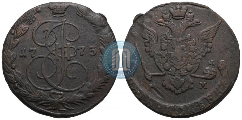 Фото 5 копеек 1773 года ЕМ 