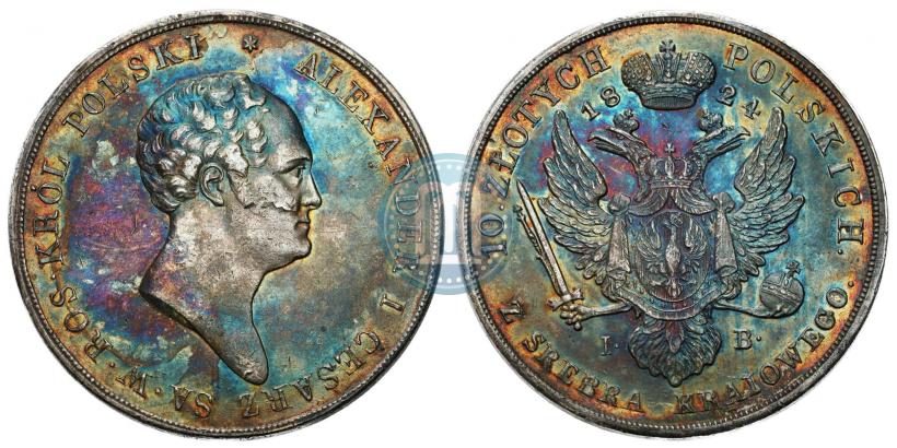 Picture 10 złotych 1824 year IB 