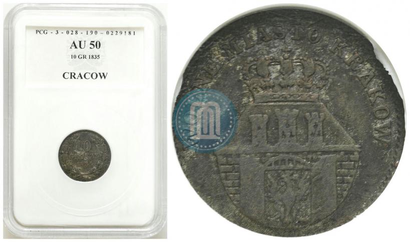 Picture 10 groszy 1835 year  "Free city of Kraków"