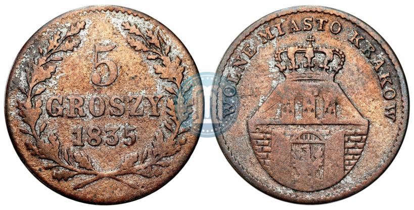 Picture 5 groszy 1835 year  "Free city of Kraków"