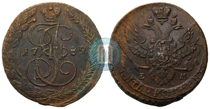 Picture 5 kopecks 1789 year ЕМ 