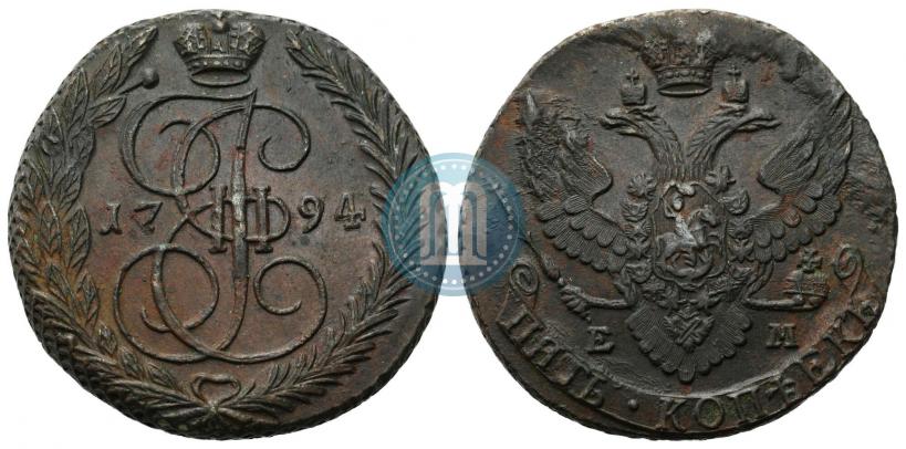 Picture 5 kopecks 1794 year ЕМ 