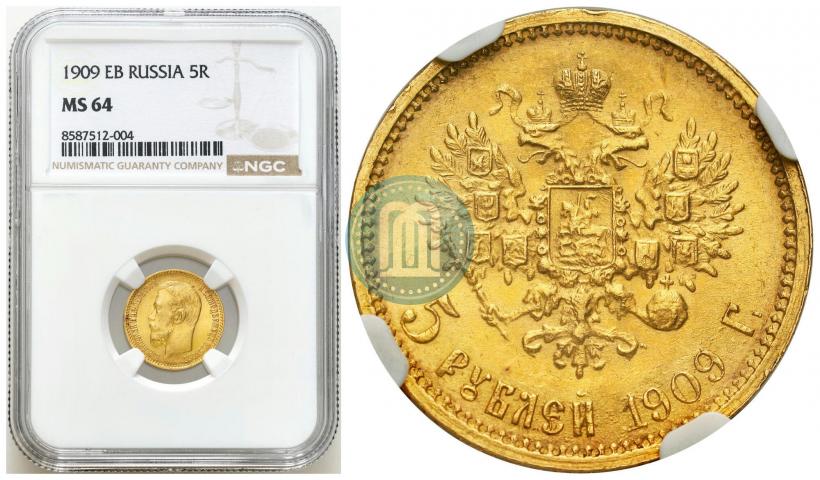 Picture 5 roubles 1909 year (ЭБ) 