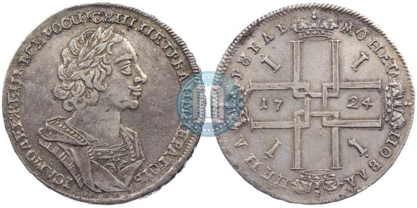 Фото 1 рубль 1724 года  "Портрет в античных доспехах"