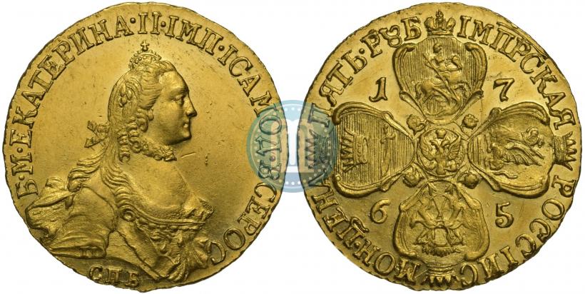 Фото 5 рублей 1765 года СПБ-Т.I. 