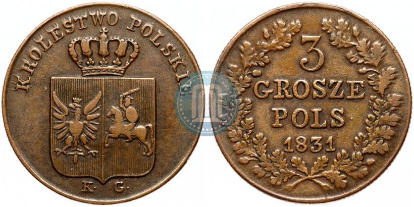 Фото 3 гроша 1831 года KG "Польское восстание"