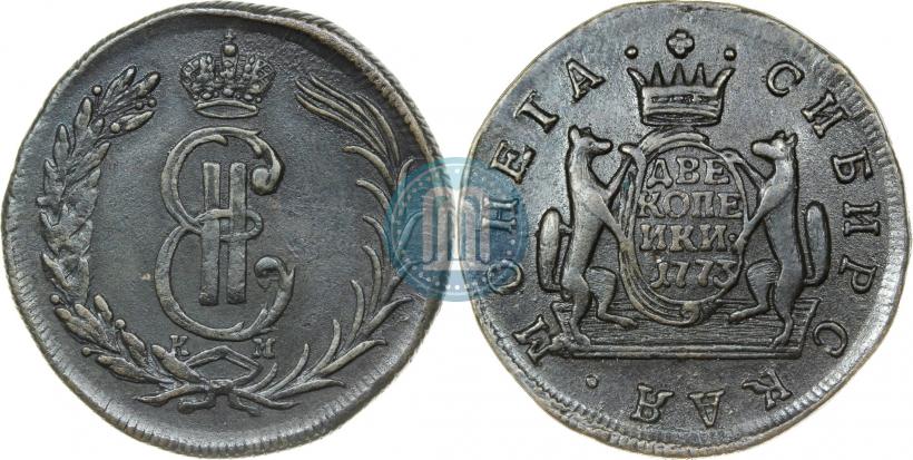 Фото 2 копейки 1773 года КМ 