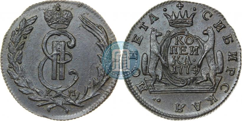 Picture 1 kopeck 1774 year КМ 
